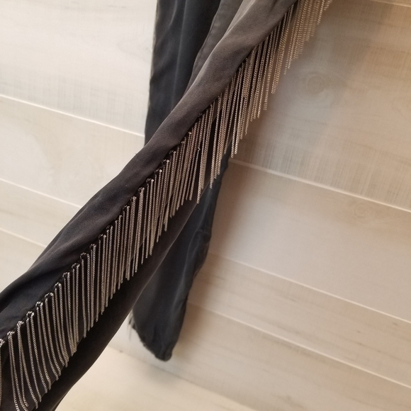 Zoe Karssen Black Track Pants with Silver Fringe - Picture 4 of 13